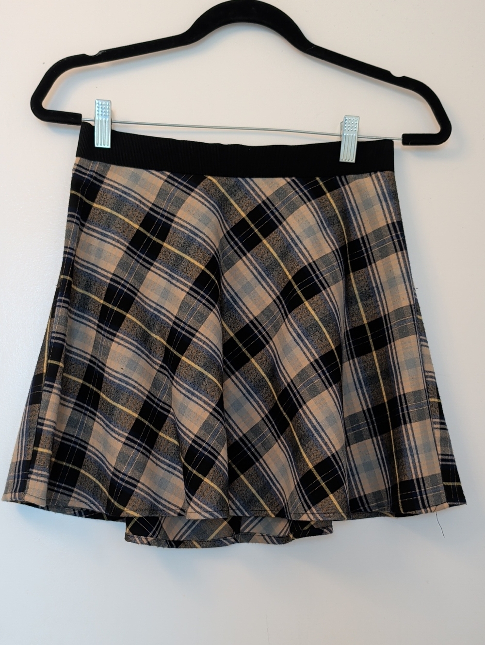 BDG Black Tan Plaid Circle Skater Flared Mini Skirt Size S